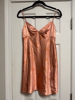 Princess Polly Peach Satin Floral Slip Dress